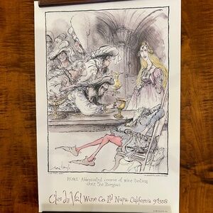 Collectable Clos Du Val Wine Print by Ronald Searle